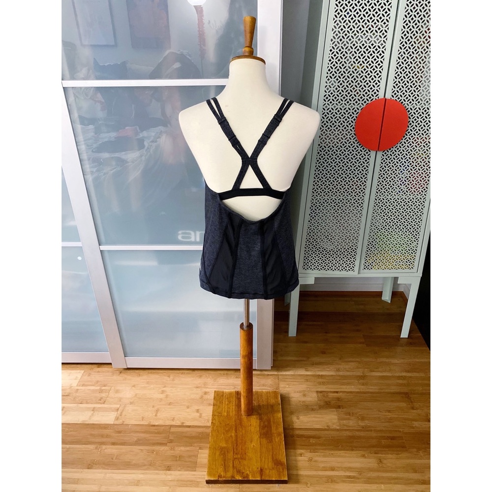 Zella Strappy Mesh Shelf Bra Active Tank in Grey - Picture 2 of 7